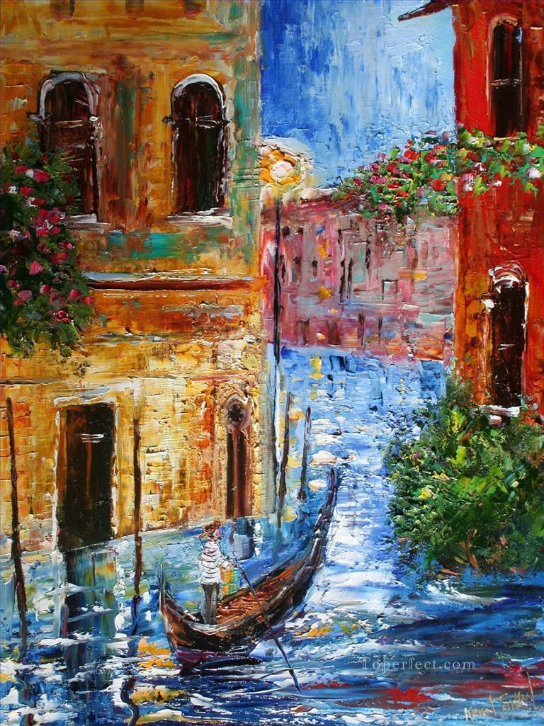 ヴェネツィアの魔法の街並み油絵